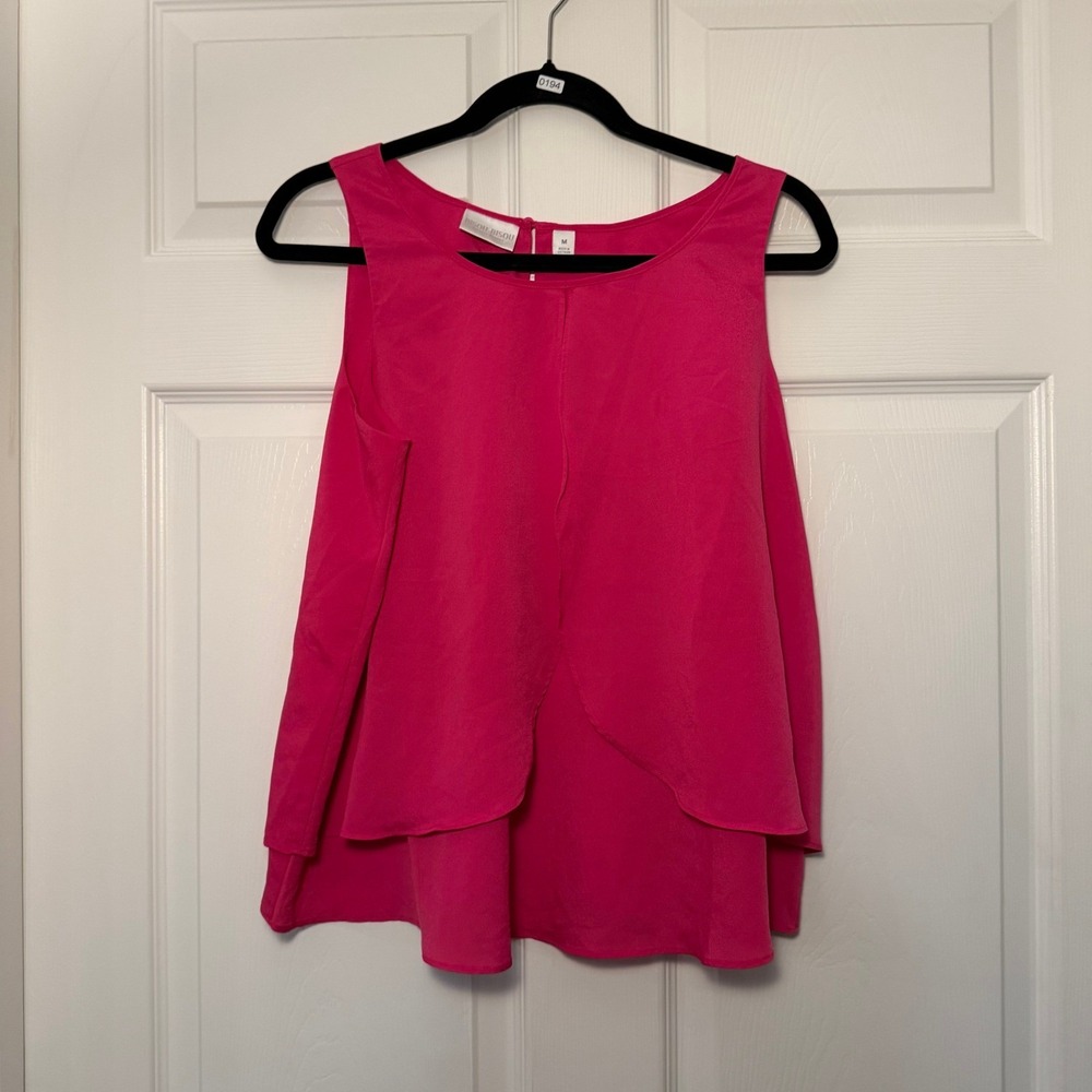 Bisou Bisou Layered Tank Top Hot Pink Medium Petal Front Work Office Casual